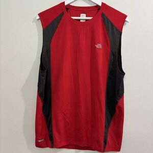 North Face Tank Top Activewear Run Men's XL Flight Series Red Black VaporWick